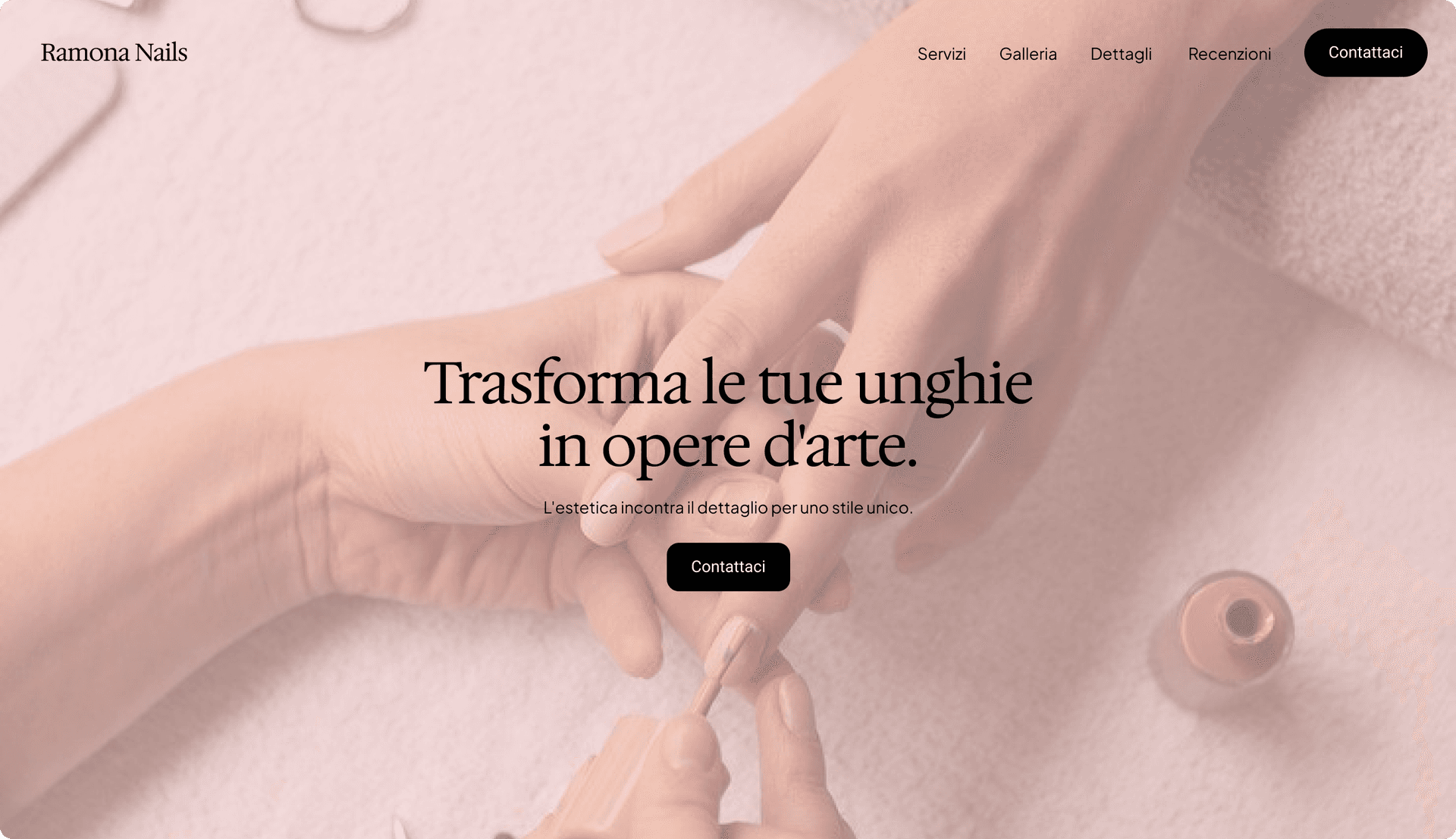 Ramona Nails nail art studio website — custom website design by Cori Studio